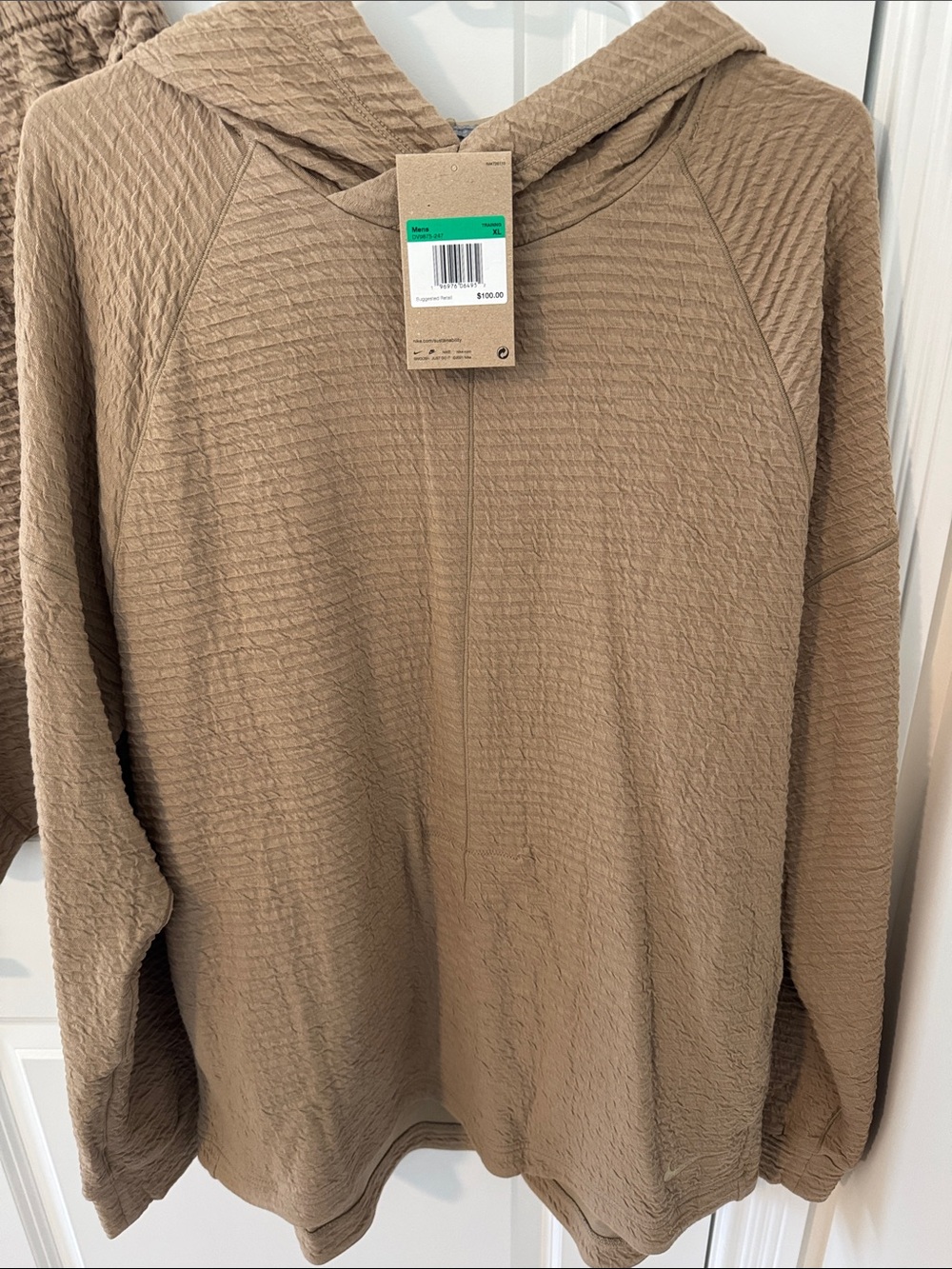 Nike Men's Hooded Textured Pullover - Taupe Nike yoga